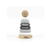 Tryco Houten ring piramide met naam/geboortedatum baby